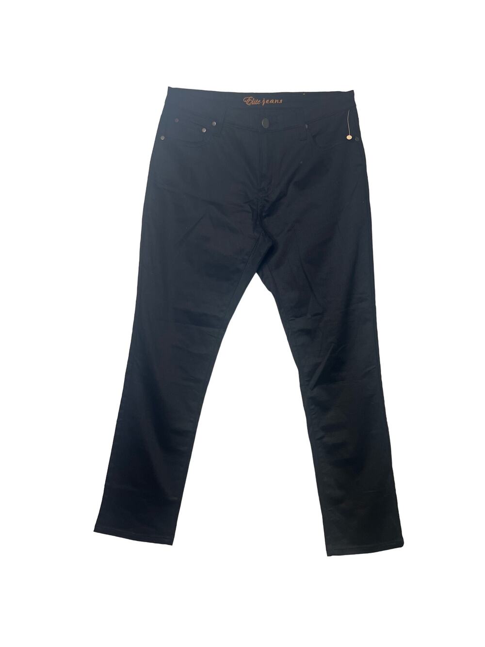 Elite Jeans Size XL Polished Cotton Tapered Jet Black Leg High Waist Work Pants